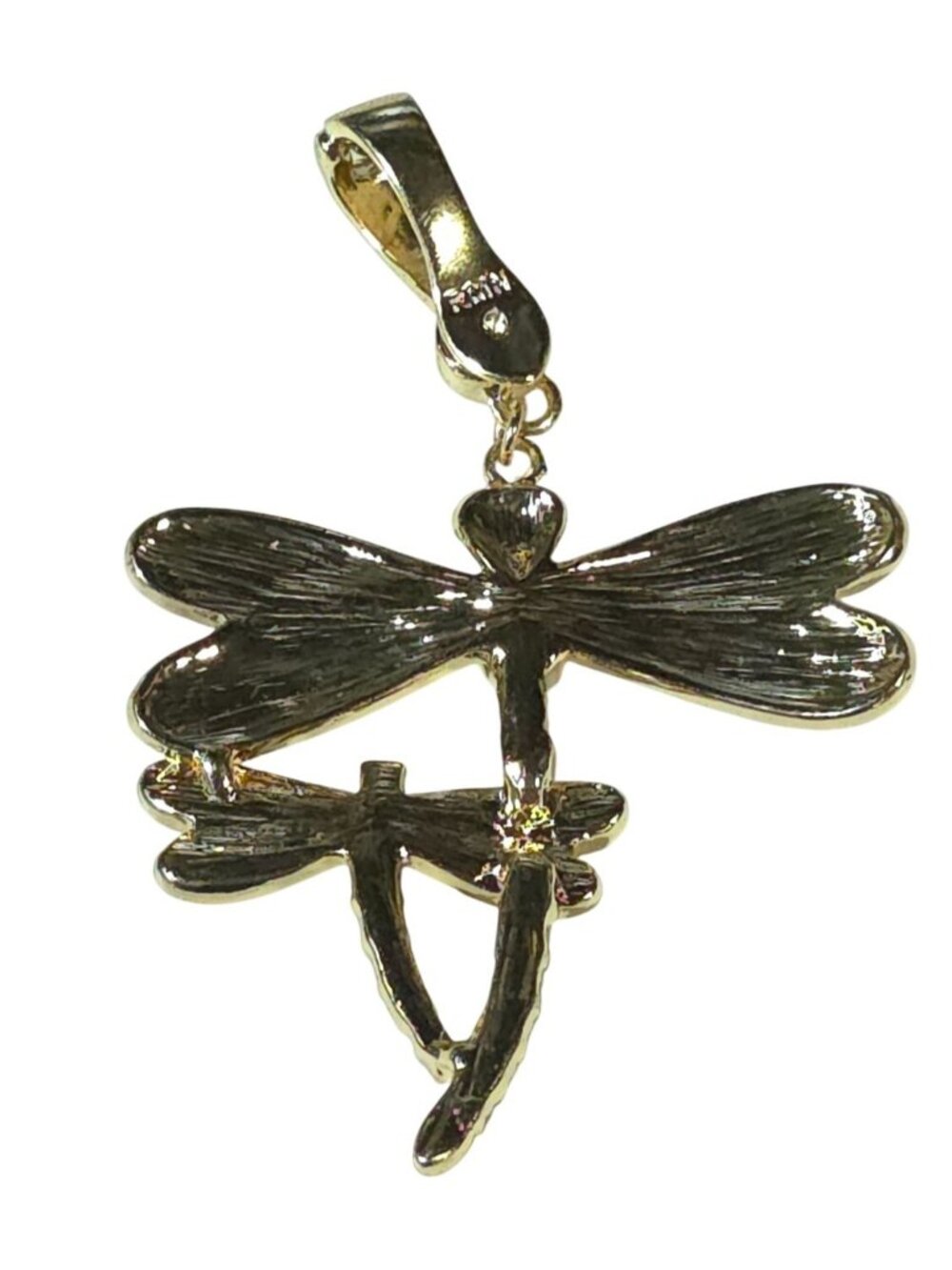 Dragonfly Pendant Charm With Green & Pink Crystals Gold-Tone Finish Lobster Clas - Picture 4 of 11